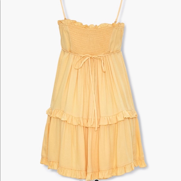 Yellow pastel colored Mini Dress with ruffles,small - Picture 3 of 8